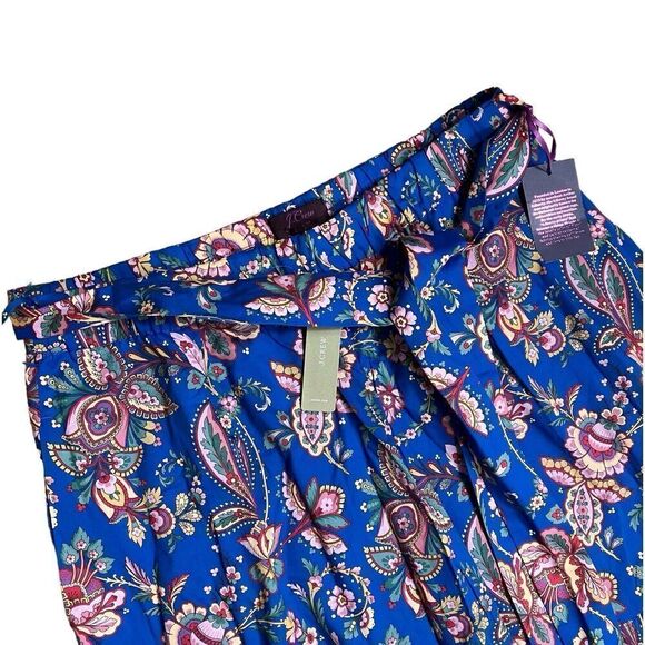 J Crew Skirt WMNS 12 Blue Belted pull-on Midi Liberty Flora Belle K7713 Ruffle - Picture 12 of 13